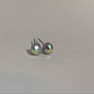 Round Silver Gem Earrings